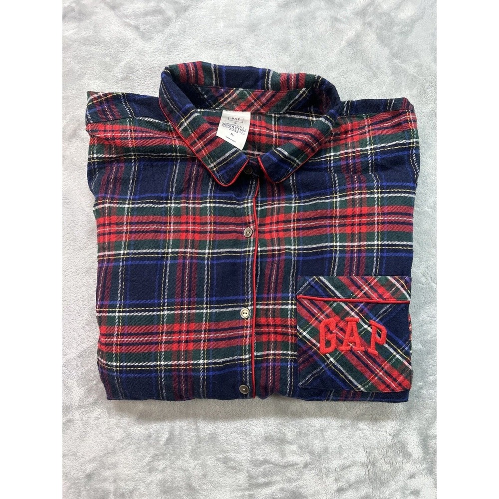 Gap Pendleton Flannel Pajama Top Womens SZ XL‎ Red/Blue Tartan Plaid Sleepwear